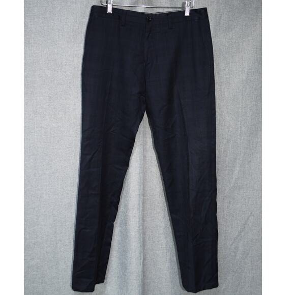 Hugo Boss Virgin Wool Navy Check Slim Trousers – Size 30 - Picture 1 of 3